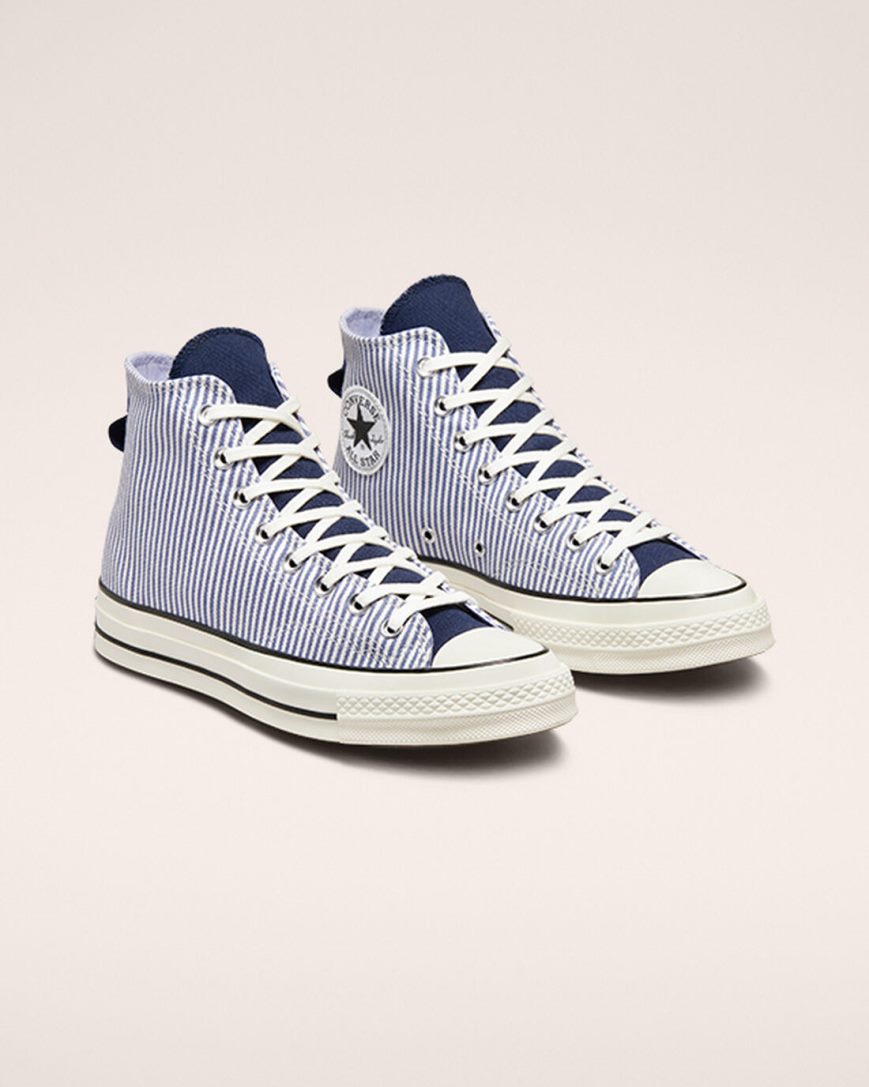 Tenisky Vysoke Converse Chuck 70 Crafted Stripe Panske Modre Svetlomodrá Indigo Čierne | SK ZJWRC1